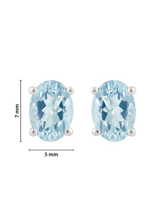 925 Sterling Silver Natural Gemstone Rhodium Plated Stud Earrings for Women