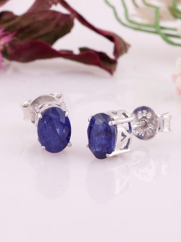925 Sterling Silver White 7x5mm Oval Shape Studs Earrings