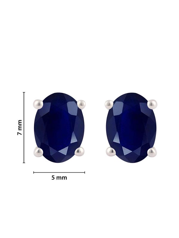 925 Sterling Silver White 7x5mm Oval Shape Studs Earrings