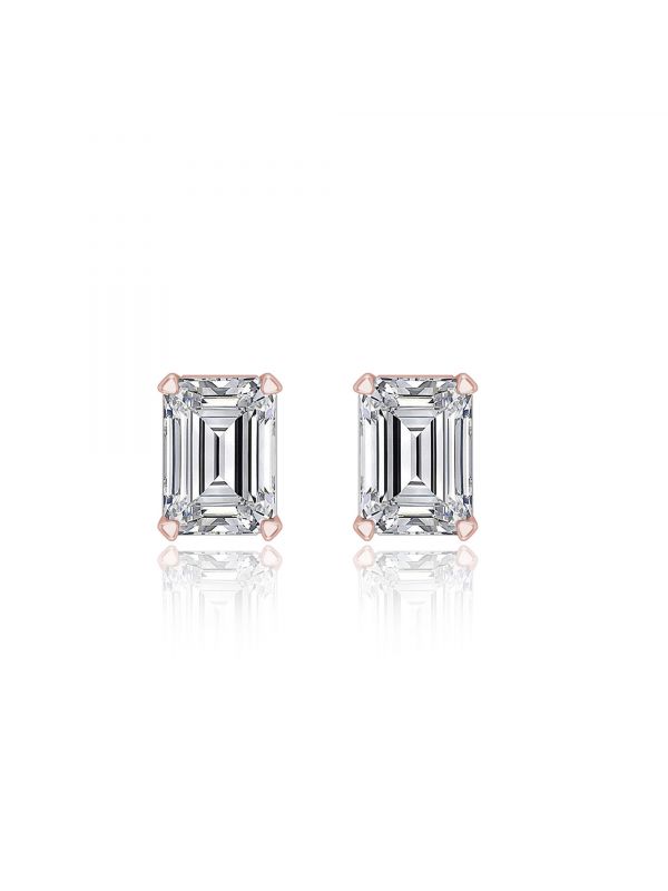 Silgo 925 Sterling Silver Cubic Zirconia Rose Gold Plated Stud Earrings For Women