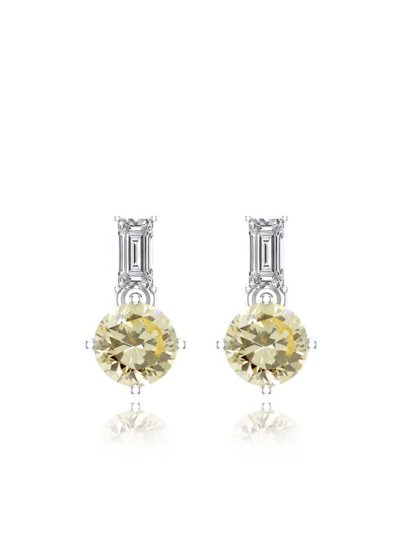 Silgo 925 Sterling Silver Rhodium Plated Cubic Zirconia Casual Stud Earrings