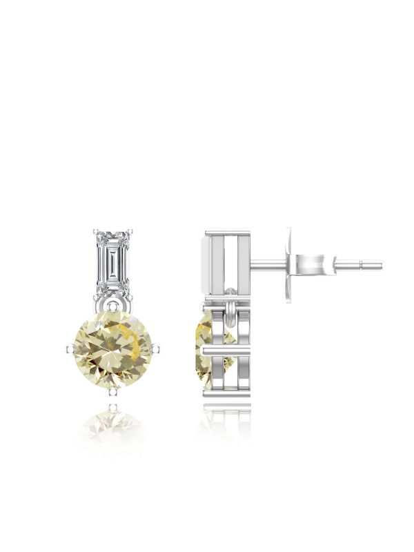 Silgo 925 Sterling Silver Rhodium Plated Cubic Zirconia Casual Stud Earrings