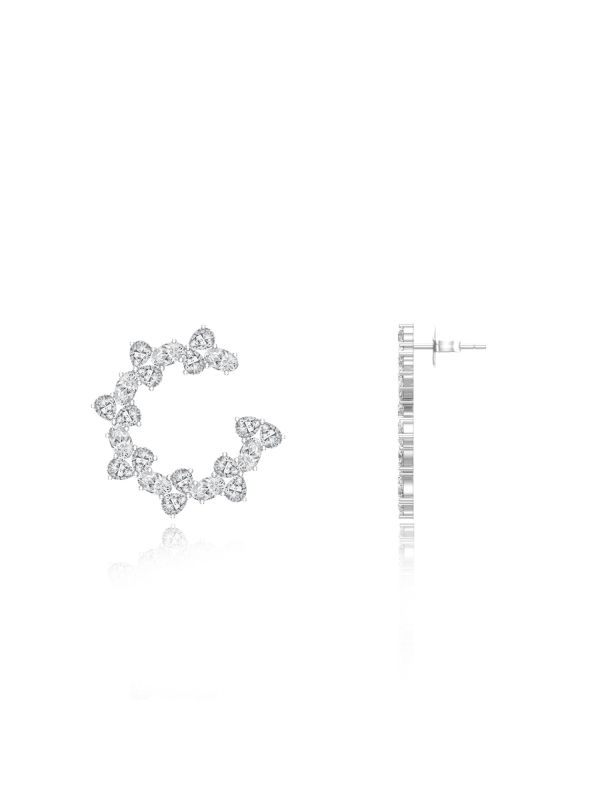 Silgo 925 Sterling Silver Cubic Zirconia Stone Rhodium Plated Women Stud Earrings Gift For Her
