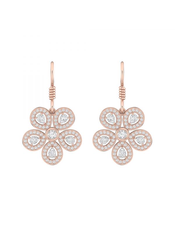 Silgo 925 Sterling Silver Cubic Zirconia Rose Gold Plated Women Dangle Earring