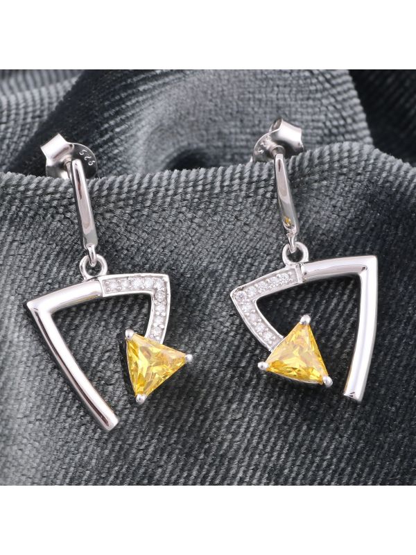 Silgo 925 Sterling Silver 2.80 Ctw Yellow & White Cubic Zirconia Dangle Earrings For Women And Girls