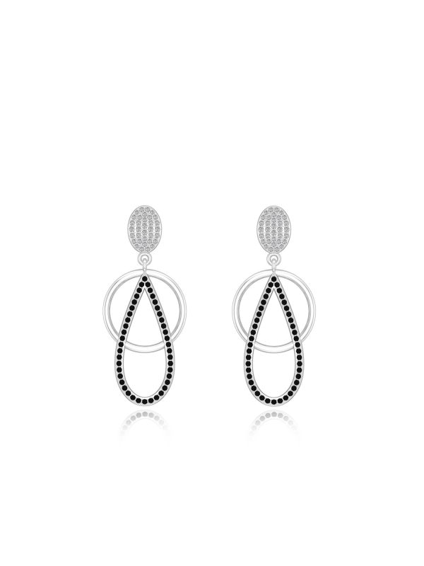 Silgo 925 Sterling Silver Cubic Zirconia Rhodium Plated Dangle Earrings For Women