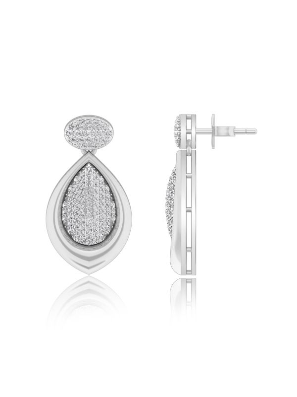 Silgo 925 Sterling Silver Pear Cubic Zirconia Rhodium Plated Dangle Women Earring Gift