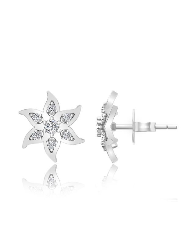 Silgo 925 Sterling Silver Rhodium Plated Cubic Zirconia Stud Wedding Women's Earring