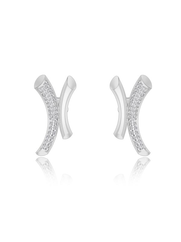Silgo 925 Sterling Silver Cubic Zirconia Rhodium Plated Studs Women Earrings Wedding Jewellry Gift