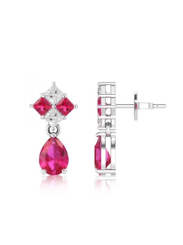 Silgo 925 Sterling Silver Rhodium Plated Drop Shape Cubic Zirconia Dangle Earrings for Women