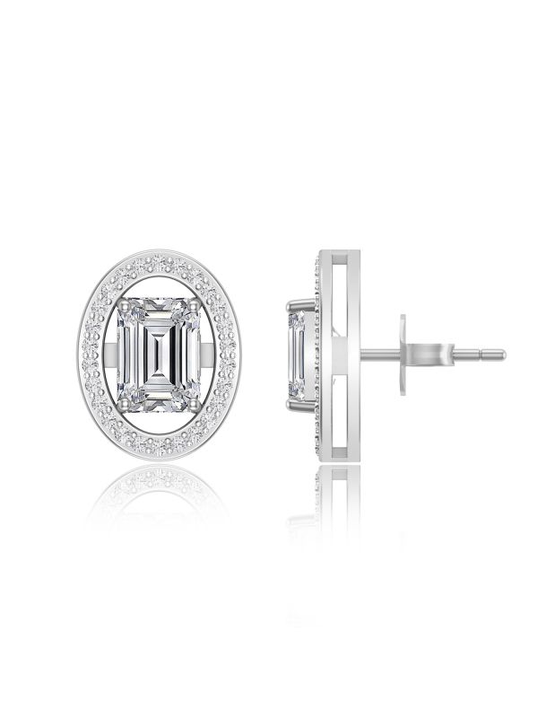 Silgo 925 Sterling Silver Rhodium Plated Cubic Zirconia Women Stud Earrings