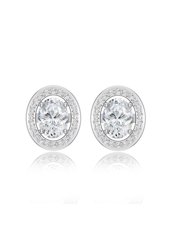 Silgo 925 Sterling Silver Cubic Zirconia Rhodium Plated Wedding Stud Women Earrings