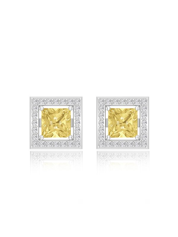 Silgo 925 Sterling Silver Cubic Zirconia Rhodium Plated Women Stud Earring