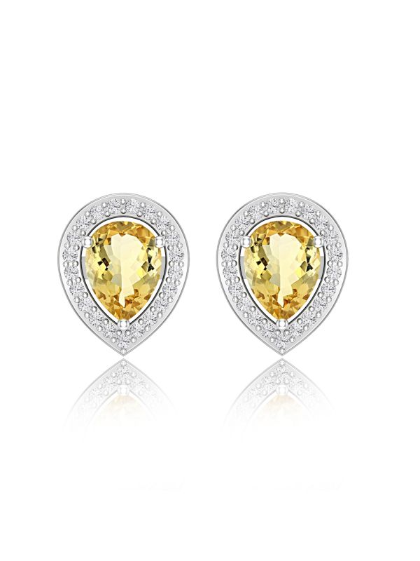 Silgo 925 Sterling Silver Rhodium Plated Cubic Zirconia Women Stud Earring