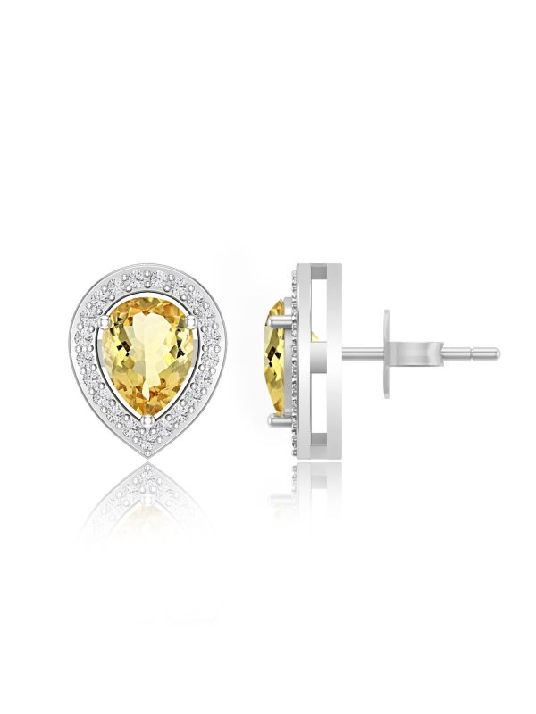 Silgo 925 Sterling Silver Rhodium Plated Cubic Zirconia Women Stud Earring