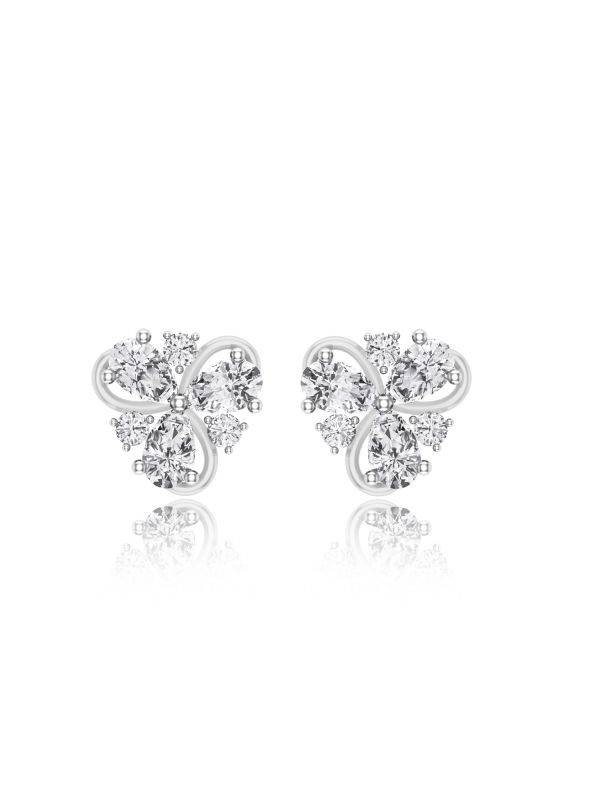 Silgo 925 Sterling Silver Cubic Zirconia Rhodium Plated Stud Earrings Jewellry For Women & Girls