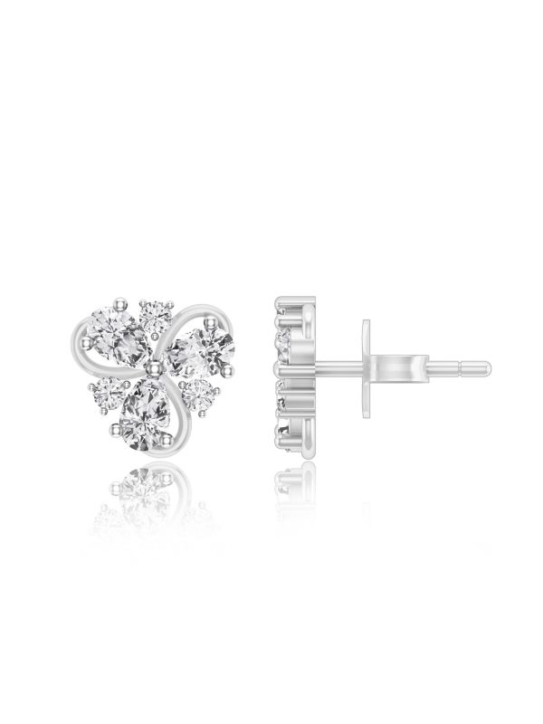 Silgo 925 Sterling Silver Cubic Zirconia Rhodium Plated Stud Earrings Jewellry For Women & Girls