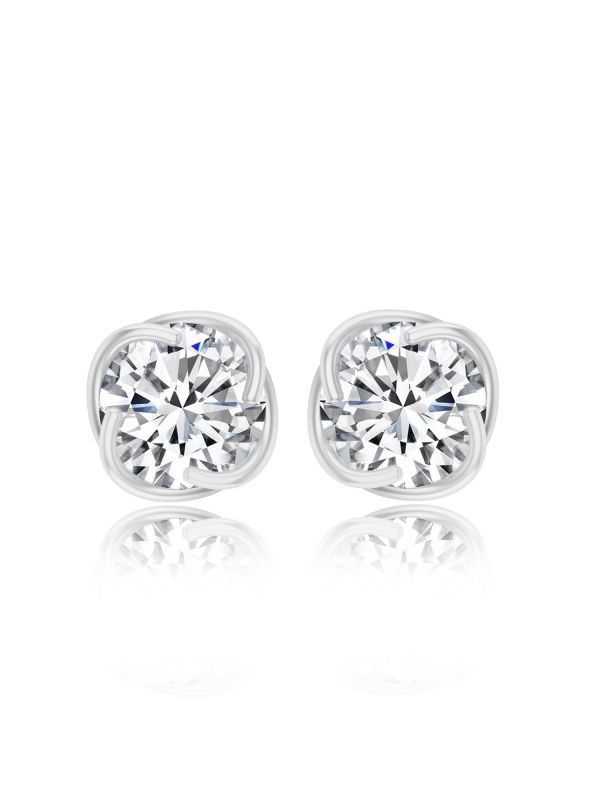 Silgo 925 Sterling Silver Cubic Zirconia Rhodium Plated Stud Earring Women Jwellery Gift 