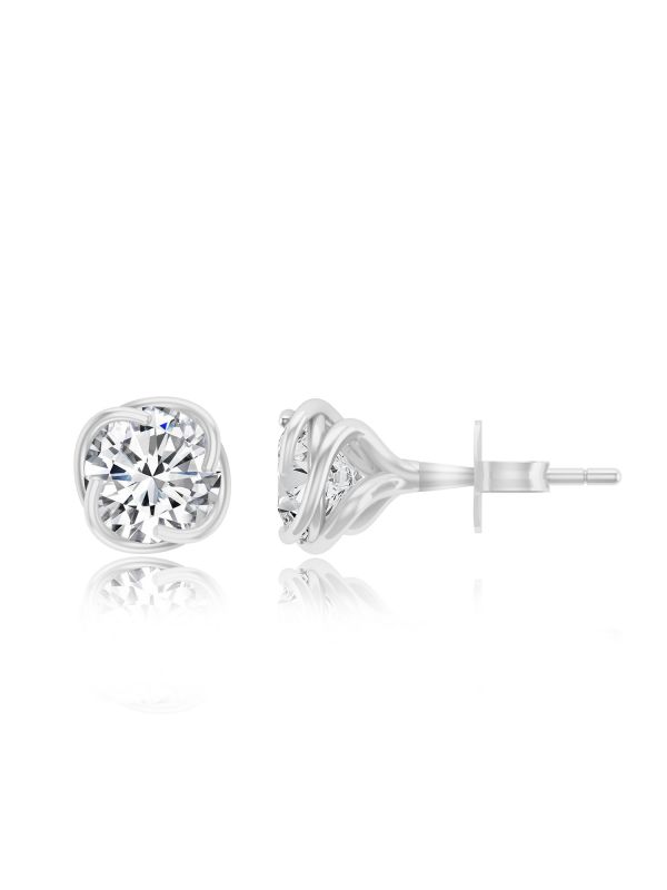 Silgo 925 Sterling Silver Cubic Zirconia Rhodium Plated Stud Earring Women Jwellery Gift 