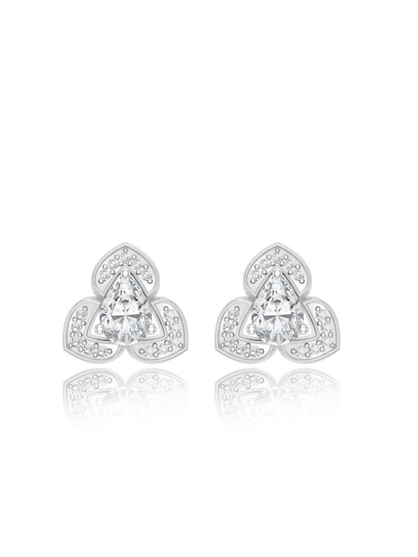 Silgo 925 Sterling Rhodium Silver Plated Cubic Zirconia Small Stud Earrings for Women and Girls
