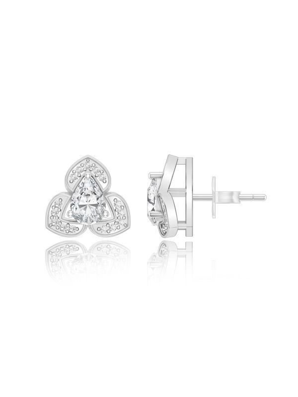 Silgo 925 Sterling Rhodium Silver Plated Cubic Zirconia Small Stud Earrings for Women and Girls