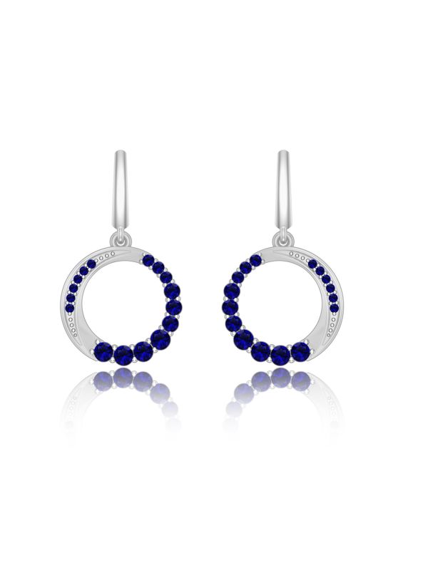 Silgo 925 Sterling Silver Rhodium Plated Blue Cubic Zirconia Dangle Earrings Bridal Wedding Jewellry