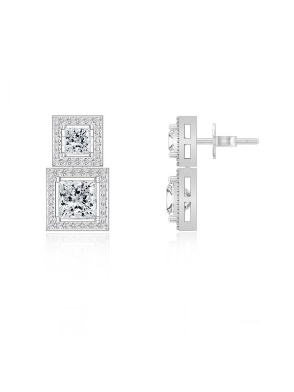 Silgo 925 Sterling Silver CZ Rhodium Plated Stud Earring For Women Jewellry