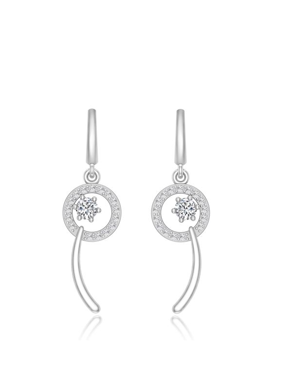 Silgo 925 Sterling Silver Plated Cubic Zirconia Wedding Dangle Earrings For Women