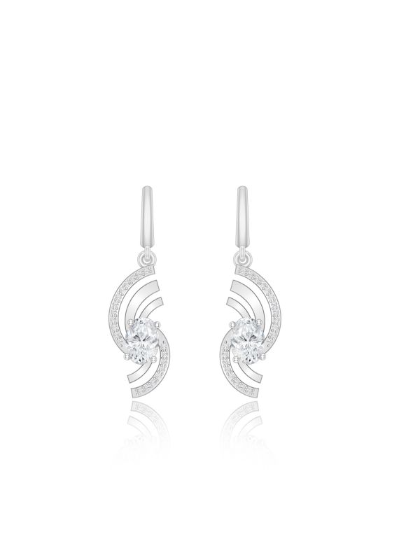 Silgo 925 Sterling Silver Cubic Zirconia Rhodium Plated Women Dangle Earring Gift