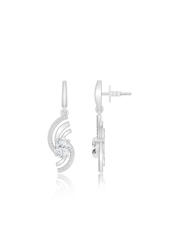 Silgo 925 Sterling Silver Cubic Zirconia Rhodium Plated Women Dangle Earring Gift