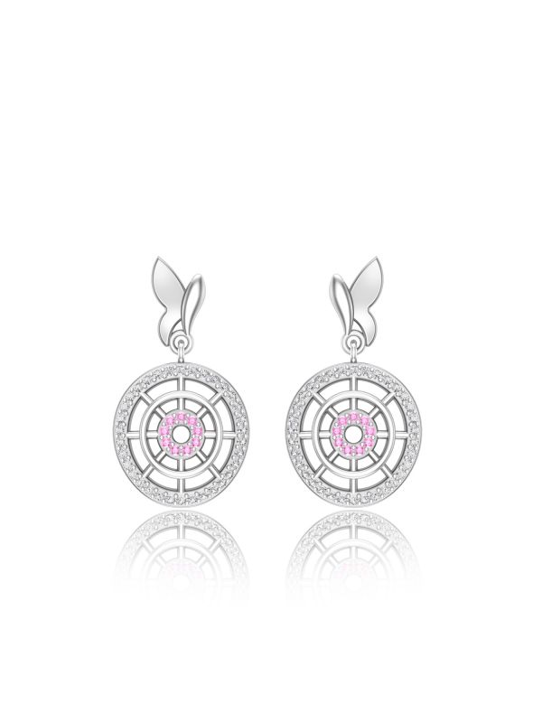 Silgo 925 Sterling Silver Rhodium Plated Cubic Zirconia Women Dangle Earrings