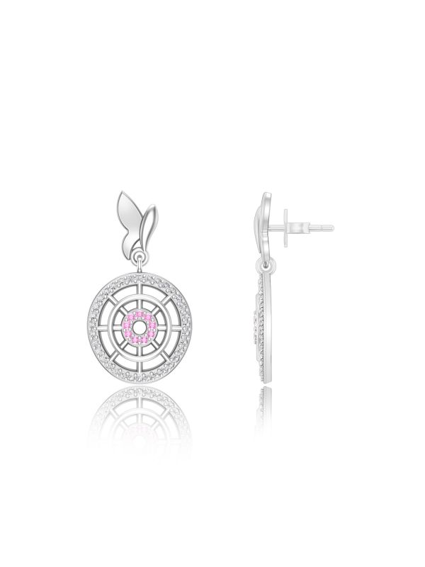 Silgo 925 Sterling Silver Rhodium Plated Cubic Zirconia Women Dangle Earrings