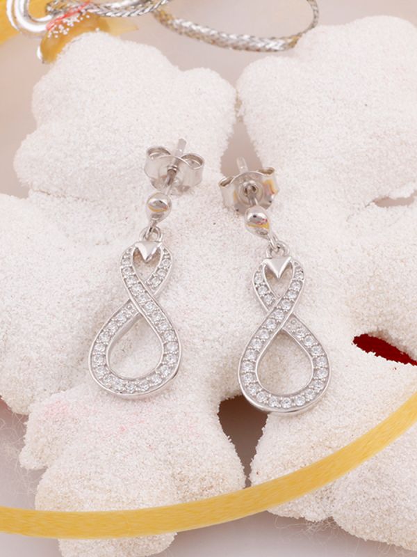 Silgo 925 Sterling Silver Cubic Zirconia Rhodium Plated Women Dangle Earrings