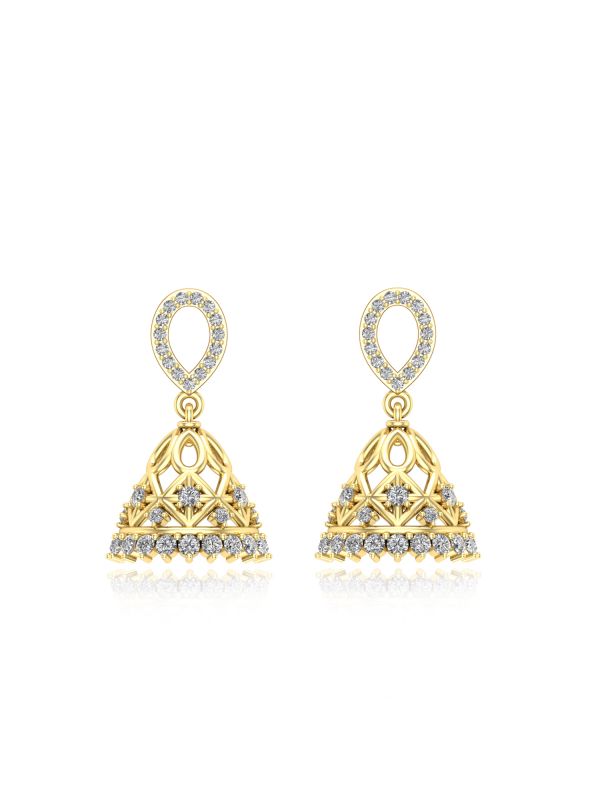 Silgo 925 Sterling Silver Yellow Gold Plated Cubic Zirconia Jhumki Style Dangle Earrings