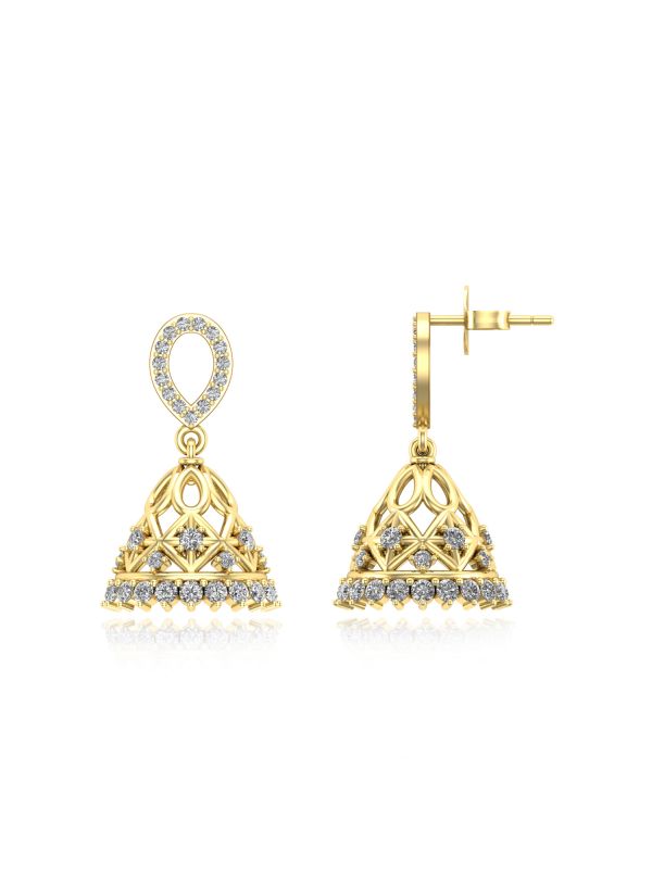 Silgo 925 Sterling Silver Yellow Gold Plated Cubic Zirconia Jhumki Style Dangle Earrings