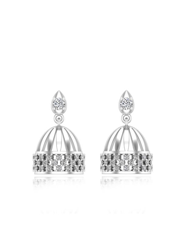 Silgo 925 Sterling Silver Cubic Zirconia Rhodium Plated Dangle Drop Jhumki Earrings For Women Gift