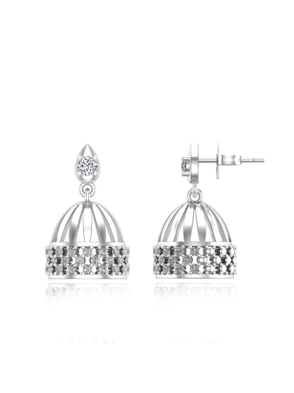 Silgo 925 Sterling Silver Cubic Zirconia Rhodium Plated Dangle Drop Jhumki Earrings For Women Gift