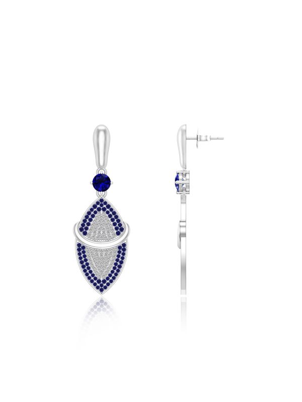 Silgo 925 Sterling Silver Blue Cubic Zirconia Stone Rhodium Plated Anniversary Dangle Earrings