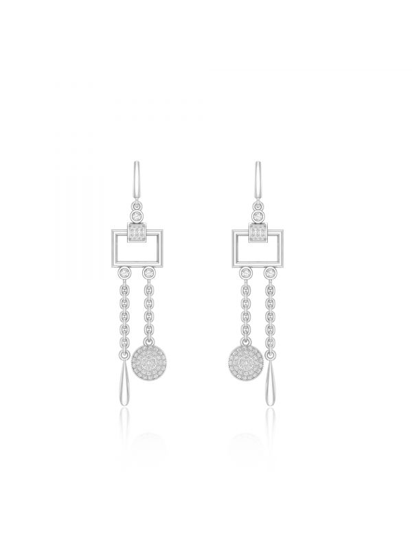 Silgo 925 Sterling Silver Rhodium Plated Cubic Zirconia Dangle Earrings For Women Jewellry