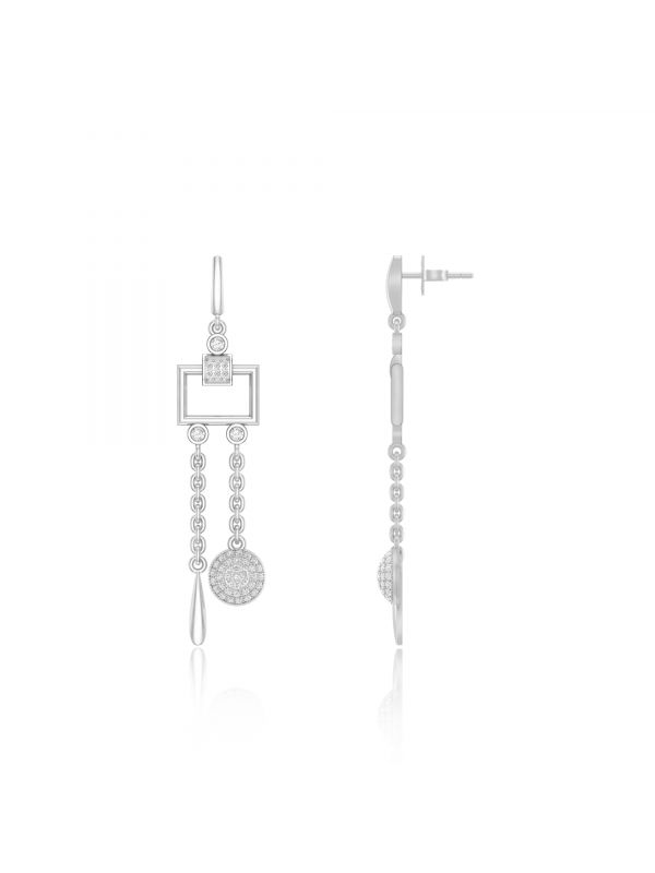 Silgo 925 Sterling Silver Rhodium Plated Cubic Zirconia Dangle Earrings For Women Jewellry
