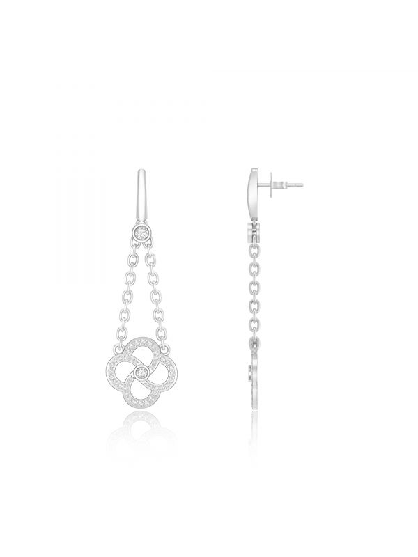 Silgo 925 Sterling Silver Cubic Zirconia Rhodium Plated Women Dangle Earrings