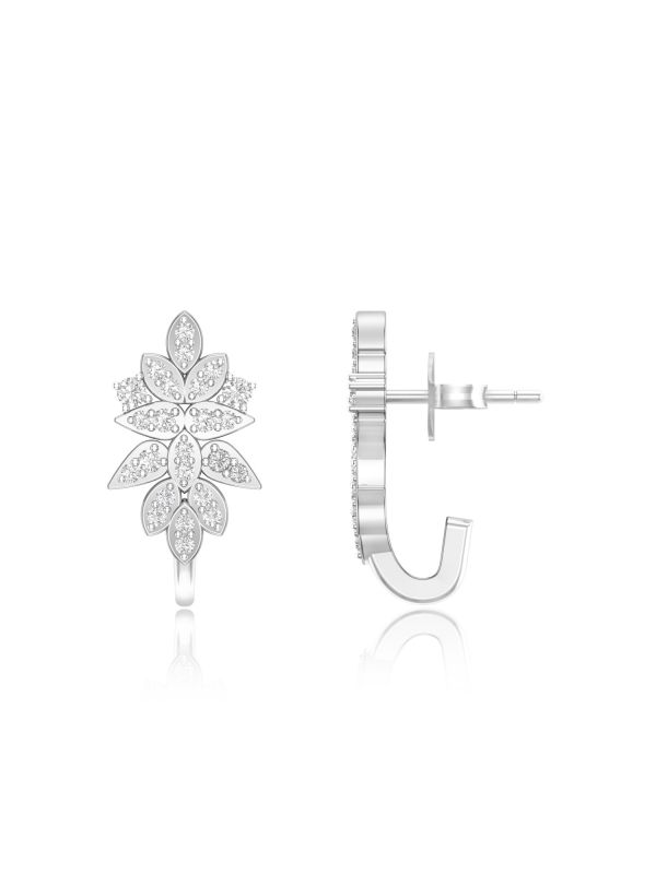 Silgo 925 Sterling Silver Cubic Zirconia Rhodium Plated Flower Design Stud Earrings For Women