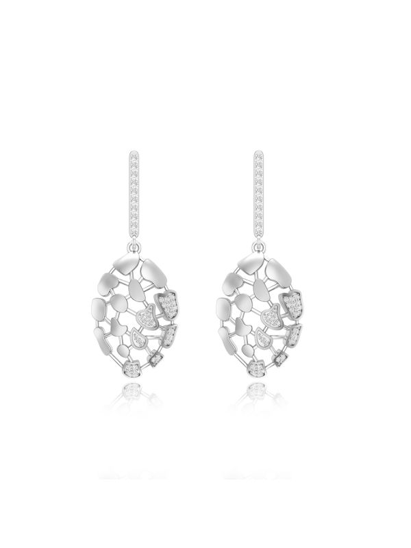 Silgo 925 Sterling Silver Rhodium Plated Cubic Zirconia Stone Dangle Earrings For Women & Girls
