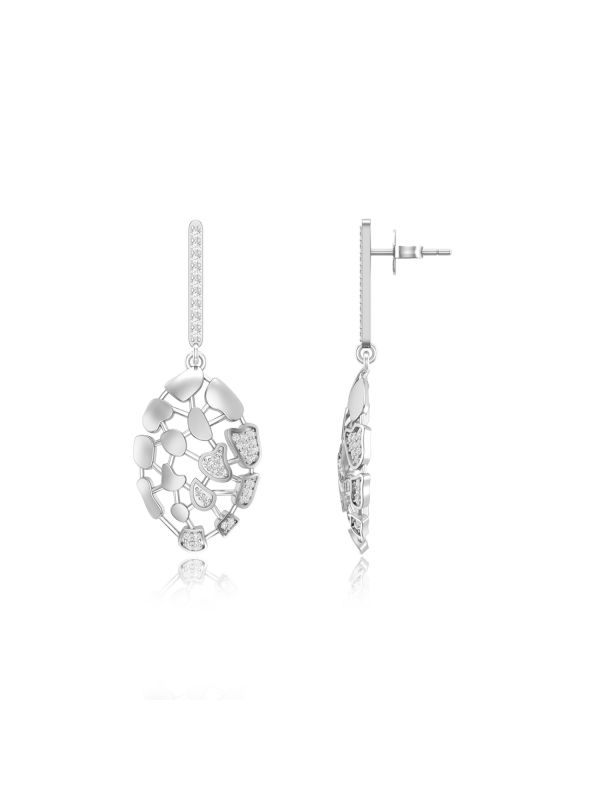 Silgo 925 Sterling Silver Rhodium Plated Cubic Zirconia Stone Dangle Earrings For Women & Girls