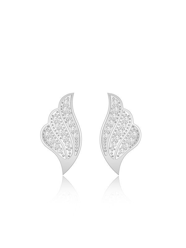 Silgo 925 Sterling Silver Rhodium Plated Cubic Zirconia Stud Earrings For Girl Women