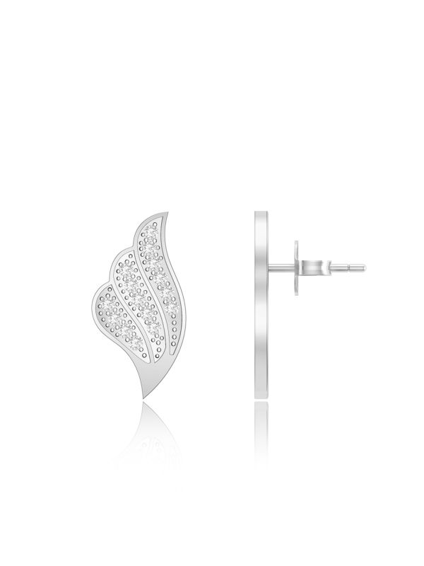 Silgo 925 Sterling Silver Rhodium Plated Cubic Zirconia Stud Earrings For Girl Women