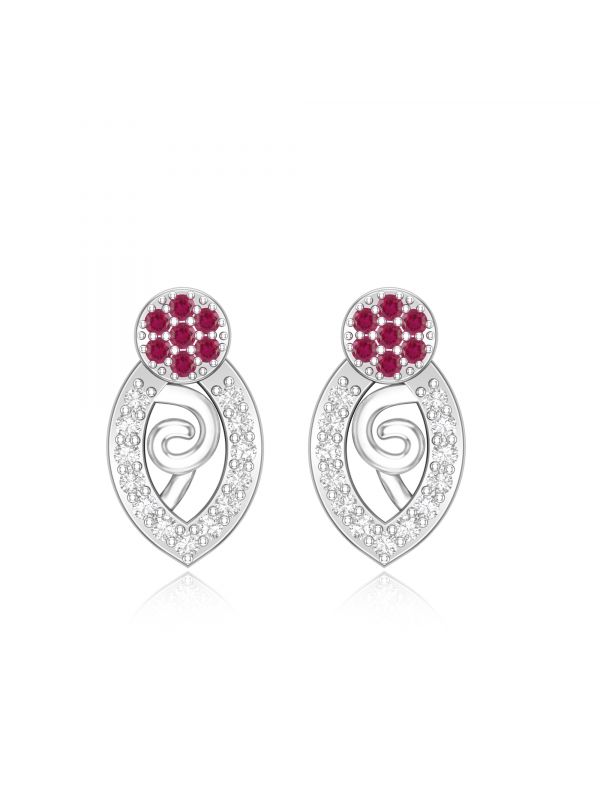 Silgo 925 Sterling Silver Rhodium Plated Cubic Zirconia Women Stud Earrings