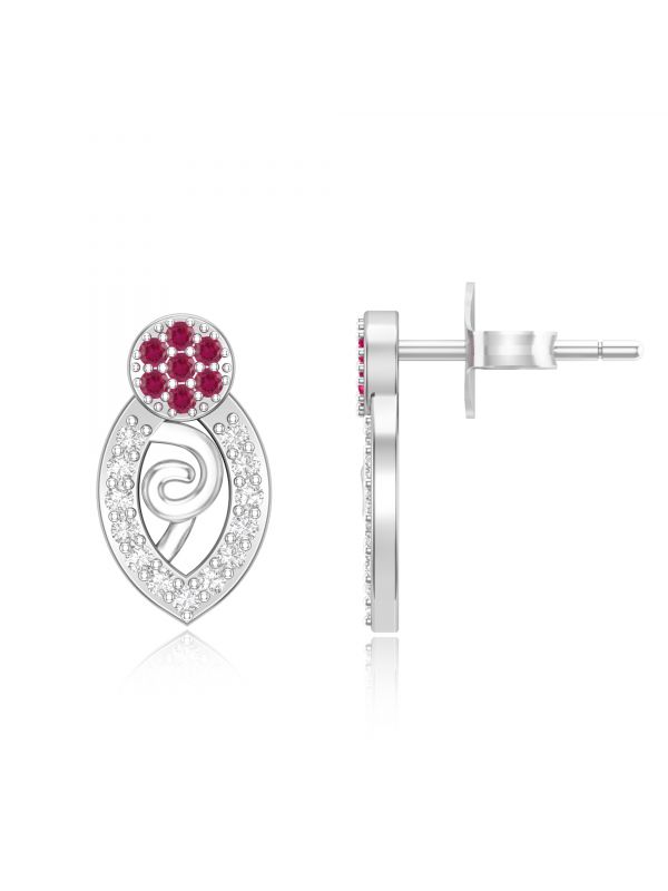 Silgo 925 Sterling Silver Rhodium Plated Cubic Zirconia Women Stud Earrings