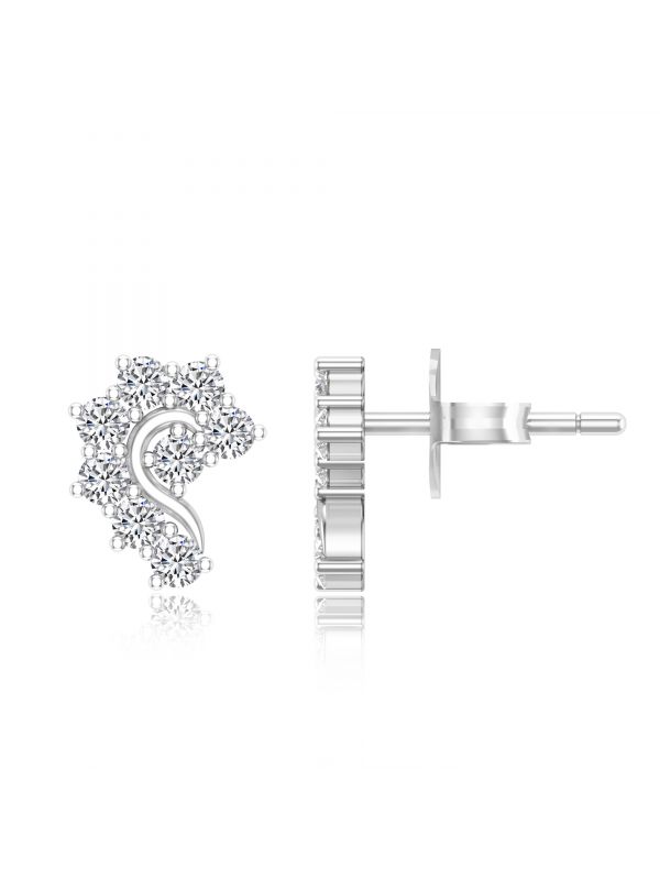 Silgo 925 Sterling Silver Cubic Zirconia Rhodium Plated Stud Earrings For Women