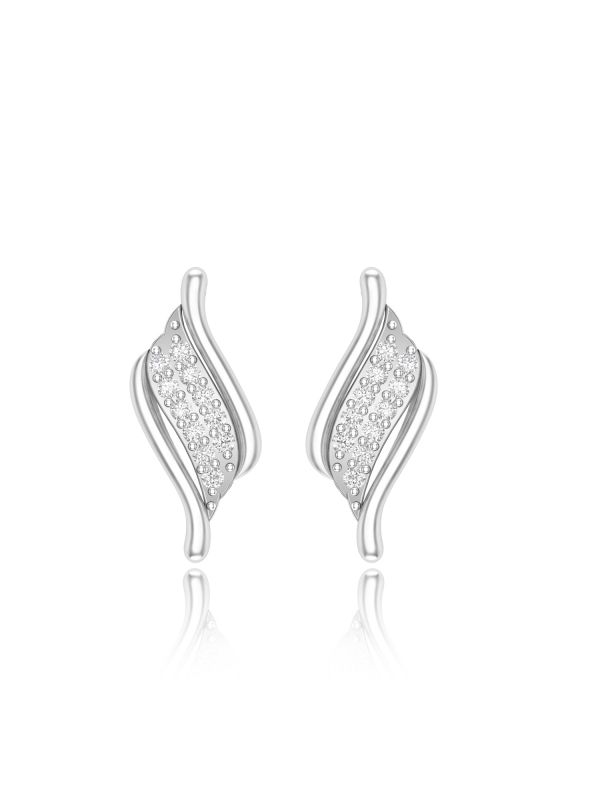 Silgo 925 Sterling Silver Rhodium Plated Cubic Zirconia Women Stud Earrings Gift For Her